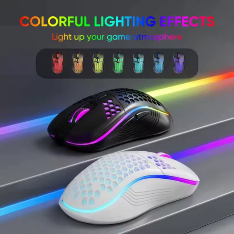 2.4G USB and Type-C Wireless Gaming Mouse RGB Backlight Rechargeable Adjustable DPI Ergonomic Mice for PC Laptop Mac Android